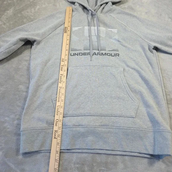 Under Armour Mens HeatGear Hoodie Gray Graphic Logo Loose Fit Sweatshirt Medium - Picture 3 of 7